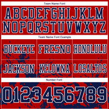 Загрузить изображение в средство просмотра галереи, Custom Red Navy-White 3D Pattern Splash Authentic Football Jersey