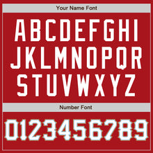 Load image into Gallery viewer, Custom Red White Light Blue-Old Gold Authentic Baseball Jersey