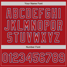Load image into Gallery viewer, Custom Red White-Navy Authentic Baseball Jersey