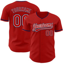 Load image into Gallery viewer, Custom Red White-Navy Authentic Baseball Jersey
