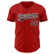 Load image into Gallery viewer, Custom Red Brown-White Authentic Baseball Jersey