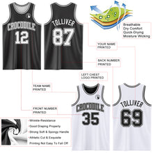 Laden Sie das Bild in den Galerie-Viewer, Custom Reversible Black White Double Side Sublimation Basketball Suit Jersey