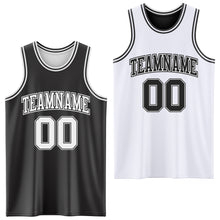 Laden Sie das Bild in den Galerie-Viewer, Custom Reversible Black White Double Side Sublimation Basketball Suit Jersey