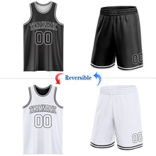 Laden Sie das Bild in den Galerie-Viewer, Custom Reversible Black White Double Side Sublimation Basketball Suit Jersey