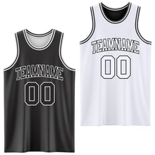 Laden Sie das Bild in den Galerie-Viewer, Custom Reversible Black White Double Side Sublimation Basketball Suit Jersey