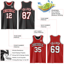 Laden Sie das Bild in den Galerie-Viewer, Custom Reversible Black White-Red Double Side Sublimation Basketball Suit Jersey