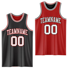 Laden Sie das Bild in den Galerie-Viewer, Custom Reversible Black White-Red Double Side Sublimation Basketball Suit Jersey