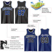 Laden Sie das Bild in den Galerie-Viewer, Custom Reversible Black Royal-White Double Side Sublimation Basketball Suit Jersey