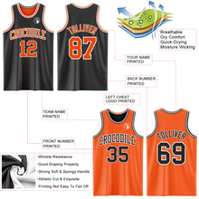 Load image into Gallery viewer, Custom Reversible Black Orange-White Double Side Sublimation Basketball Suit Jersey