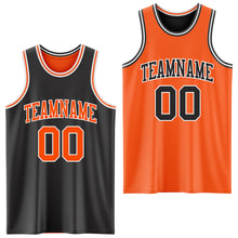 Load image into Gallery viewer, Custom Reversible Black Orange-White Double Side Sublimation Basketball Suit Jersey