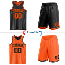 Laden Sie das Bild in den Galerie-Viewer, Custom Reversible Black Orange Double Side Sublimation Basketball Suit Jersey