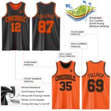 Laden Sie das Bild in den Galerie-Viewer, Custom Reversible Black Orange Double Side Sublimation Basketball Suit Jersey