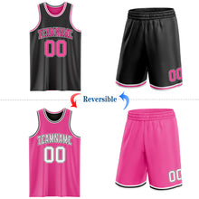 Laden Sie das Bild in den Galerie-Viewer, Custom Reversible Black Pink-White Double Side Sublimation Basketball Suit Jersey