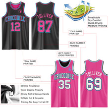 Laden Sie das Bild in den Galerie-Viewer, Custom Reversible Black Pink-Sky Blue Double Side Sublimation Basketball Suit Jersey