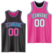Laden Sie das Bild in den Galerie-Viewer, Custom Reversible Black Pink-Sky Blue Double Side Sublimation Basketball Suit Jersey