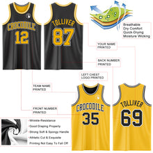Laden Sie das Bild in den Galerie-Viewer, Custom Reversible Black Gold-White Double Side Sublimation Basketball Suit Jersey