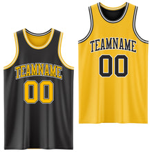 Laden Sie das Bild in den Galerie-Viewer, Custom Reversible Black Gold-White Double Side Sublimation Basketball Suit Jersey