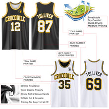Laden Sie das Bild in den Galerie-Viewer, Custom Reversible Black White-Gold Double Side Sublimation Basketball Suit Jersey