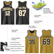 Laden Sie das Bild in den Galerie-Viewer, Custom Reversible Black White-Old Gold Double Side Sublimation Basketball Suit Jersey