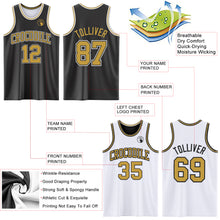 Laden Sie das Bild in den Galerie-Viewer, Custom Reversible Black Old Gold-White Double Side Sublimation Basketball Suit Jersey