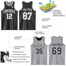 Laden Sie das Bild in den Galerie-Viewer, Custom Reversible Black White-Gray Double Side Sublimation Basketball Suit Jersey