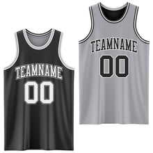 Laden Sie das Bild in den Galerie-Viewer, Custom Reversible Black White-Gray Double Side Sublimation Basketball Suit Jersey