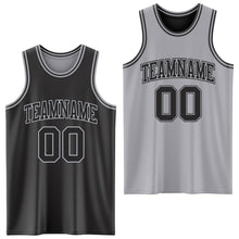 Laden Sie das Bild in den Galerie-Viewer, Custom Reversible Black Gray Double Side Sublimation Basketball Suit Jersey
