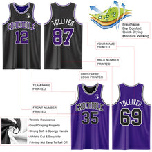 Laden Sie das Bild in den Galerie-Viewer, Custom Reversible Black Purple-White Double Side Sublimation Basketball Suit Jersey