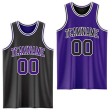 Laden Sie das Bild in den Galerie-Viewer, Custom Reversible Black Purple-White Double Side Sublimation Basketball Suit Jersey