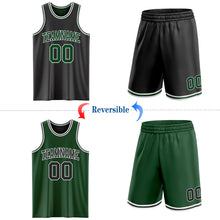 Laden Sie das Bild in den Galerie-Viewer, Custom Reversible Black Green-White Double Side Sublimation Basketball Suit Jersey