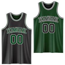 Laden Sie das Bild in den Galerie-Viewer, Custom Reversible Black Green-White Double Side Sublimation Basketball Suit Jersey