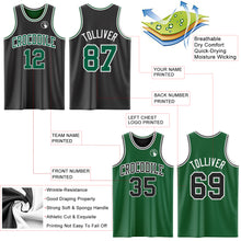 Laden Sie das Bild in den Galerie-Viewer, Custom Reversible Black Kelly Green-White Double Side Sublimation Basketball Suit Jersey