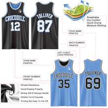 Laden Sie das Bild in den Galerie-Viewer, Custom Reversible Black White-Light Blue Double Side Sublimation Basketball Suit Jersey