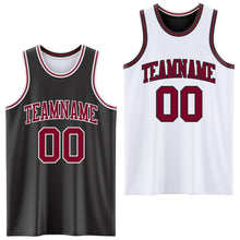 Laden Sie das Bild in den Galerie-Viewer, Custom Reversible Black Maroon-White Double Side Sublimation Basketball Suit Jersey