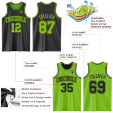 Laden Sie das Bild in den Galerie-Viewer, Custom Reversible Black Neon Green Double Side Sublimation Basketball Suit Jersey