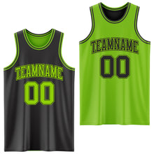 Laden Sie das Bild in den Galerie-Viewer, Custom Reversible Black Neon Green Double Side Sublimation Basketball Suit Jersey