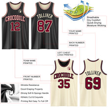 Laden Sie das Bild in den Galerie-Viewer, Custom Reversible Black Maroon-Cream Double Side Sublimation Basketball Suit Jersey