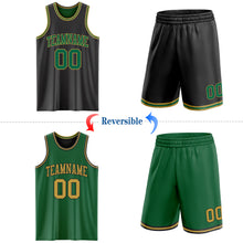 Laden Sie das Bild in den Galerie-Viewer, Custom Reversible Black Kelly Green-Old Gold Double Side Sublimation Basketball Suit Jersey