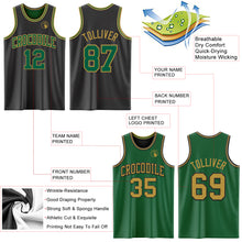 Laden Sie das Bild in den Galerie-Viewer, Custom Reversible Black Kelly Green-Old Gold Double Side Sublimation Basketball Suit Jersey