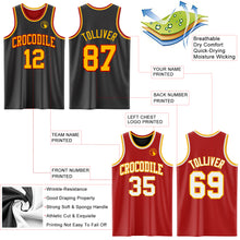Laden Sie das Bild in den Galerie-Viewer, Custom Reversible Black Gold-Red Double Side Sublimation Basketball Suit Jersey