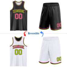 Laden Sie das Bild in den Galerie-Viewer, Custom Reversible Black Pink-Neon Green Double Side Sublimation Basketball Suit Jersey