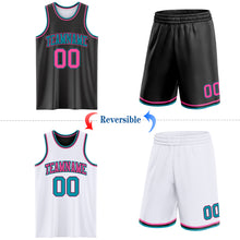 Laden Sie das Bild in den Galerie-Viewer, Custom Reversible Black Pink-Teal Double Side Sublimation Basketball Suit Jersey