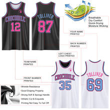 Laden Sie das Bild in den Galerie-Viewer, Custom Reversible Black Pink-Light Blue Double Side Sublimation Basketball Suit Jersey