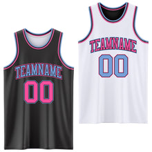 Laden Sie das Bild in den Galerie-Viewer, Custom Reversible Black Pink-Light Blue Double Side Sublimation Basketball Suit Jersey