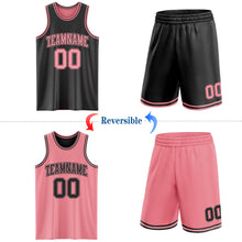 Laden Sie das Bild in den Galerie-Viewer, Custom Reversible Black Medium Pink Double Side Sublimation Basketball Suit Jersey