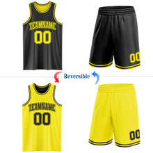 Laden Sie das Bild in den Galerie-Viewer, Custom Reversible Black Light Yellow Double Side Sublimation Basketball Suit Jersey