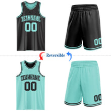 Laden Sie das Bild in den Galerie-Viewer, Custom Reversible Black Ice Blue Double Side Sublimation Basketball Suit Jersey