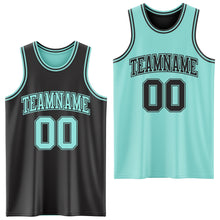 Laden Sie das Bild in den Galerie-Viewer, Custom Reversible Black Ice Blue Double Side Sublimation Basketball Suit Jersey