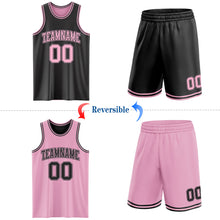 Laden Sie das Bild in den Galerie-Viewer, Custom Reversible Black Light Pink Double Side Sublimation Basketball Suit Jersey
