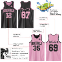 Laden Sie das Bild in den Galerie-Viewer, Custom Reversible Black Light Pink Double Side Sublimation Basketball Suit Jersey